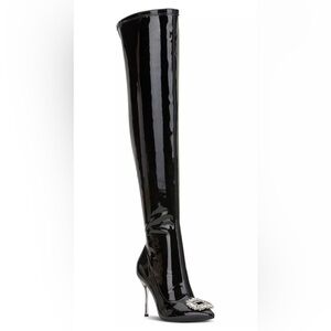 INC International Concepts Black Patent Over the Knee Boots